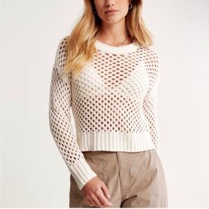 Abercrombie & Fitch White Crochet Sweater